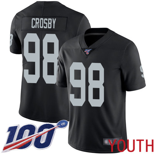 Oakland Raiders Limited Black Youth Maxx Crosby Home Jersey NFL Football #98 100th Season Vapor Jersey